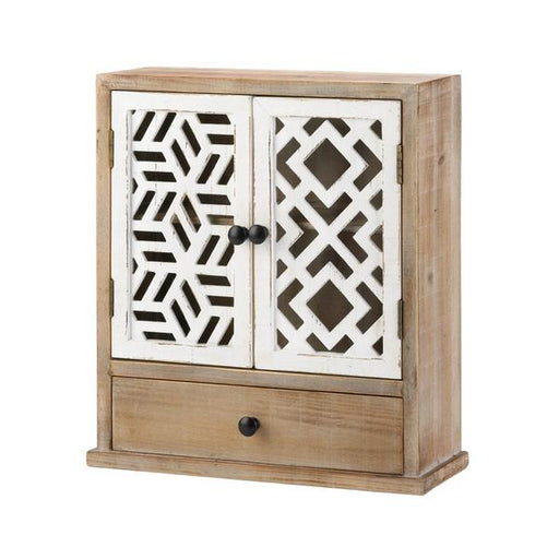 Rustic Wall Cabinet with Geometric Doors - Giftscircle