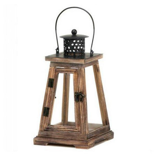 Rustic Wood Pyramid Candle Lantern - 12 inches - Giftscircle