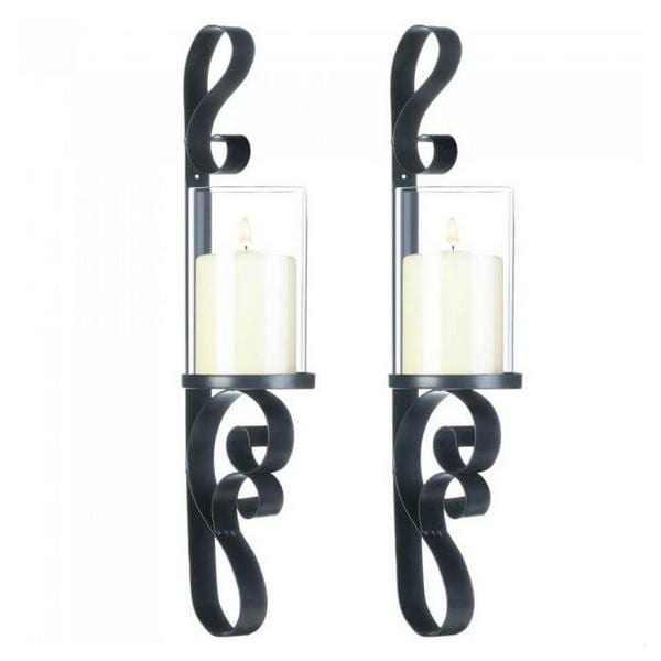 Scrolled Iron Candle Sconce Pair - Giftscircle