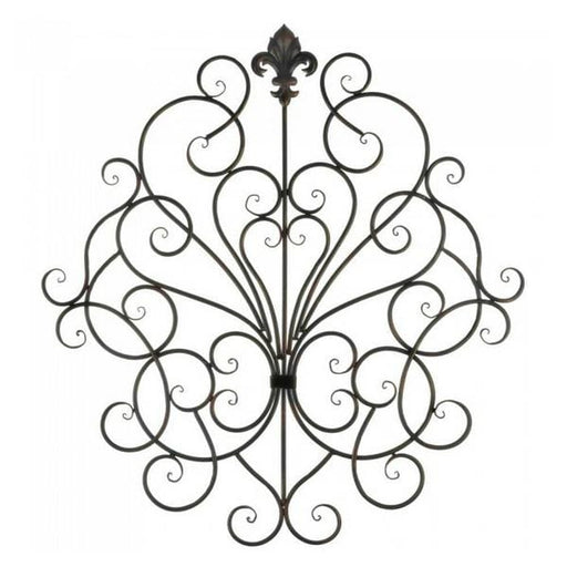 Scrolled Iron Wall Decor with Fleur De Lis Ornament - Giftscircle