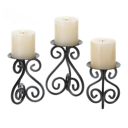 Scrolled Metal Candle Stand Set - Giftscircle