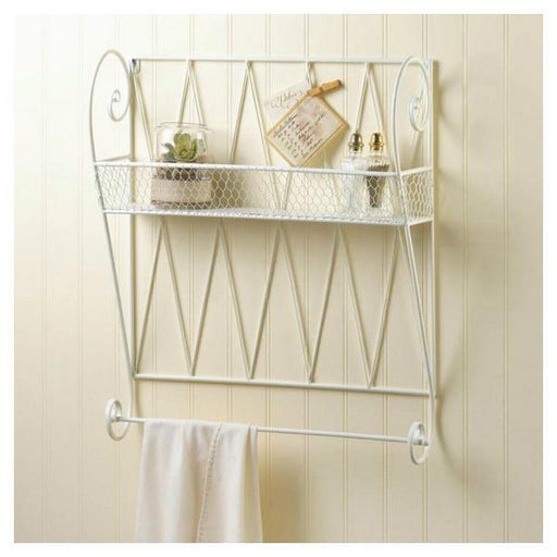 Scrolled White Wire Wall Shelf - Giftscircle