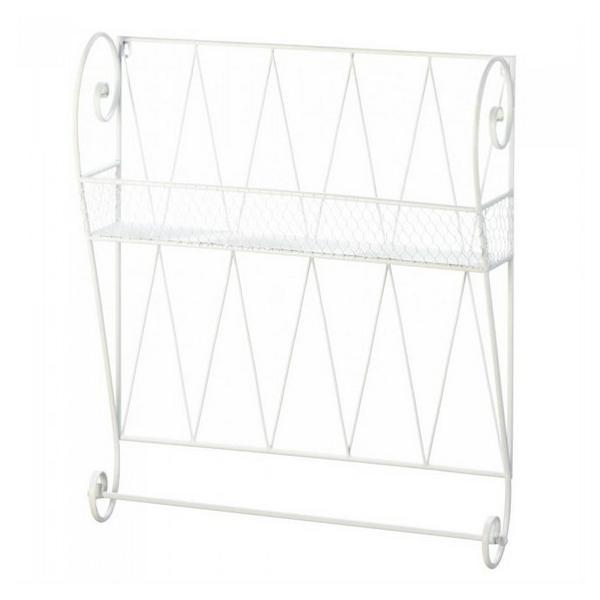 Scrolled White Wire Wall Shelf - Giftscircle
