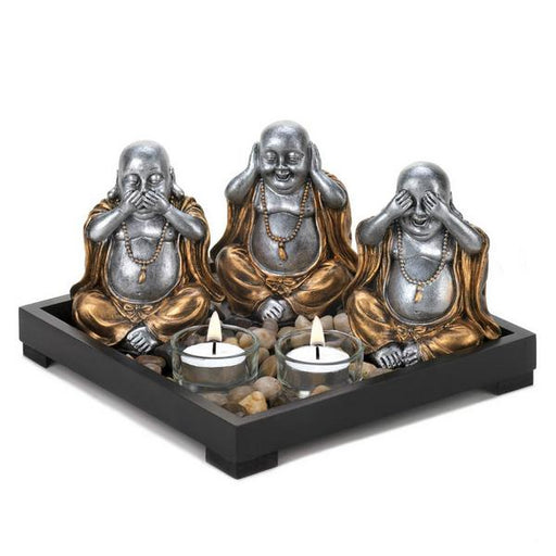 See, Hear, Speak No Evil Buddha Candle Tray - Giftscircle