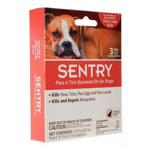 Sentry Flea & Tick Squeeze-On for Dogs - Large - 3 Count - (Dogs 33-66 lbs) - Giftscircle
