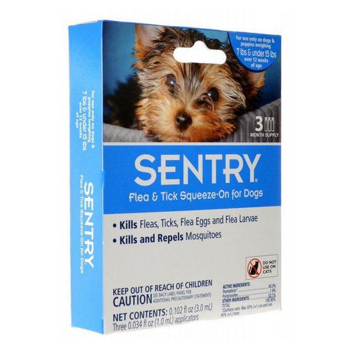 Sentry Flea & Tick Squeeze-On for Dogs - Small - 3 Count - (Dogs 7-15 lbs) - Giftscircle