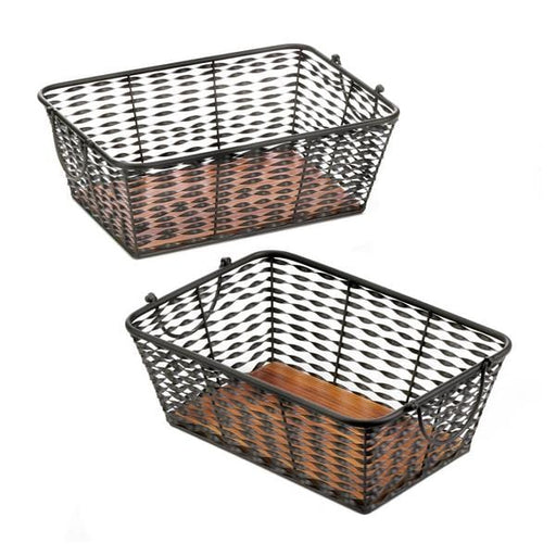 Set of 2 Iron Baskets with Wood Base - Giftscircle