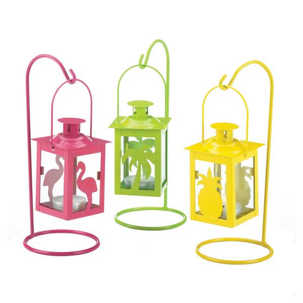 Set of 3 Tropical Mini Candle Lanterns with Stands - Giftscircle