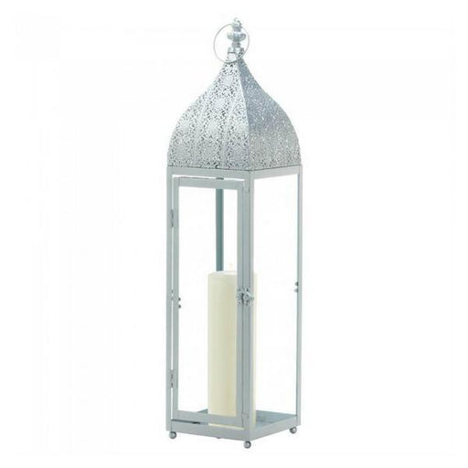 Silver Moroccan-Style Candle Lantern - 24 inches - Giftscircle