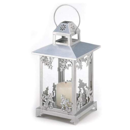 Silver Scrolls Candle Lantern - 15.5 inches - Giftscircle