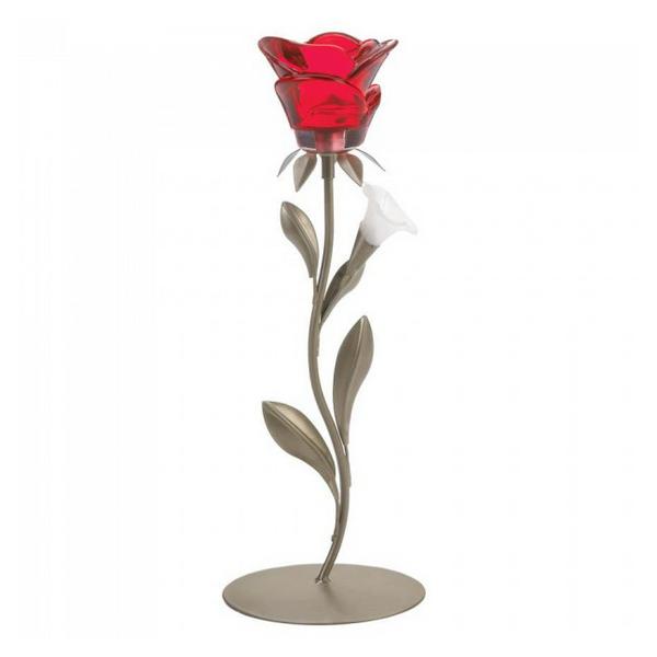 Single Red Rose Candle Holder - Giftscircle