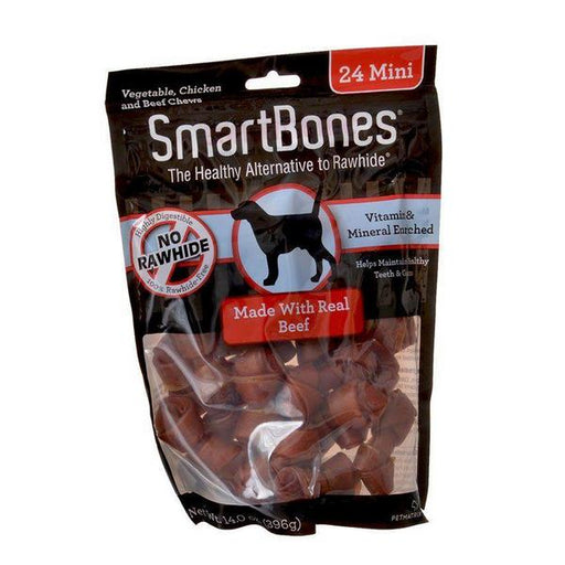 SmartBones Beef & Vegetable Dog Chews - Mini - 24 Pack - 2.5" Bones - (5-10 lb Dogs) - Giftscircle
