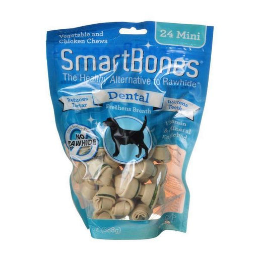 SmartBones Dental Bones - Chicken & Vegetable Dog Chews - Mini - 2" Long - Dogs under 20 Lbs (24 Pack) - Giftscircle