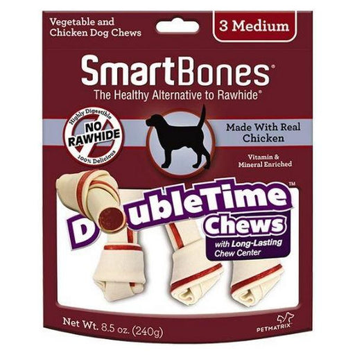 SmartBones DoubleTime Bone Chews for Dogs - Chicken - Medium - 3 Pack - (5" Long - For Dogs 26-50 lbs) - Giftscircle