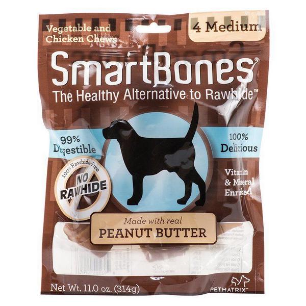 SmartBones Peanut Butter Dog Chews - Medium - 5" Long - Dogs 20-40 Lbs (4 Pack) - Giftscircle