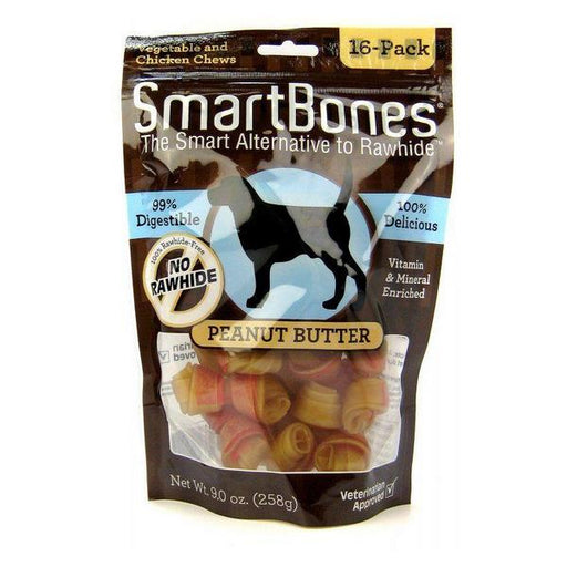 SmartBones Peanut Butter Dog Chews - Mini - 2" Long - Dogs under 20 Lbs (16 Pack) - Giftscircle