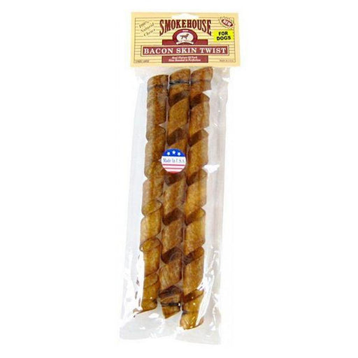 Smokehouse Treats Bacon Skin Twists - Large - 11"-12" Long (3 Pack) - Giftscircle