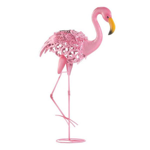 Solar Lighted Flamingo Yard Art - Leaning - Giftscircle