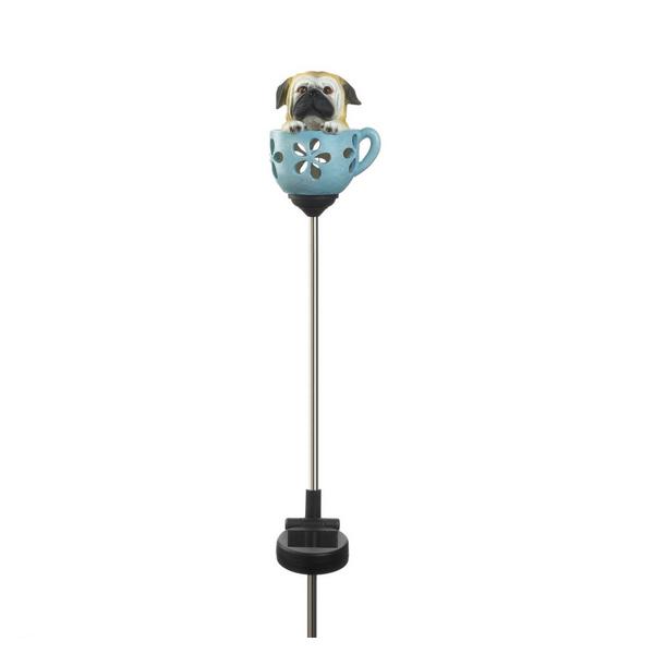 Solar Lighted Garden Stake - Dog in a Tea Cup - Giftscircle