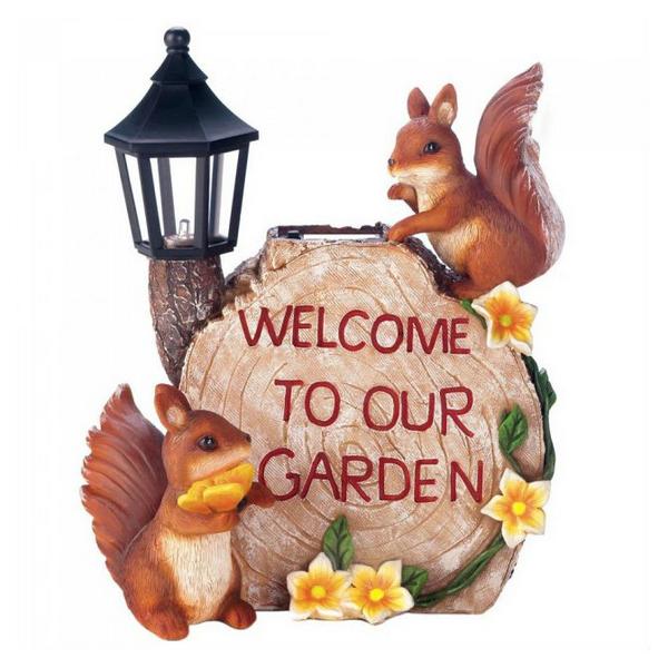 Solar Welcome to Our Garden with Squirrels - Giftscircle