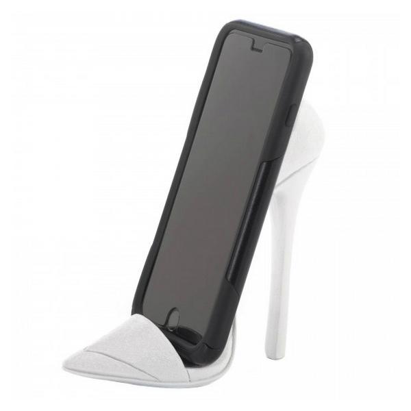 Sparkly High Heel Shoe Phone Holder - White - Giftscircle