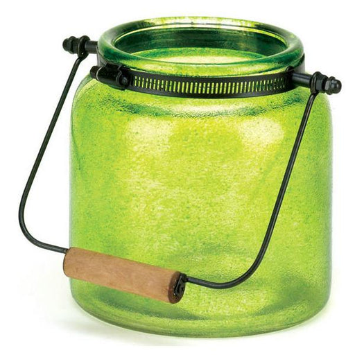 Speckled Green Glass Jar Candle Lantern - 6.5 inches - Giftscircle