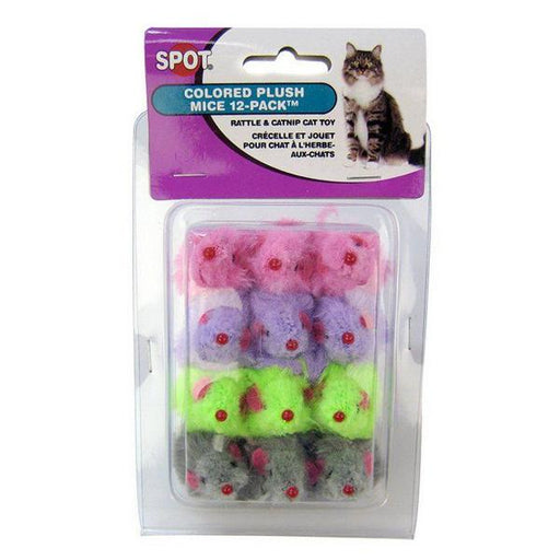 Spot Colored Fur Mice Cat Toys - 12 Pack - Giftscircle