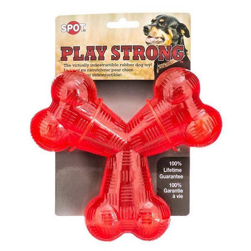 Spot Play Strong Rubber Trident Dog Toy - Red - 6" Diameter - Giftscircle
