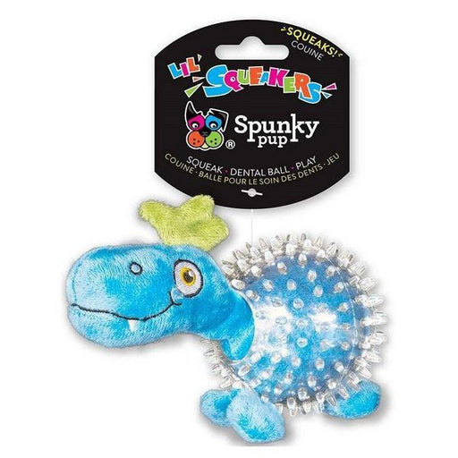 Spunky Pup Lil Squeakers Dino In Cear Spiky Ball Dog Toy Assorted Colors - 1 count - Giftscircle