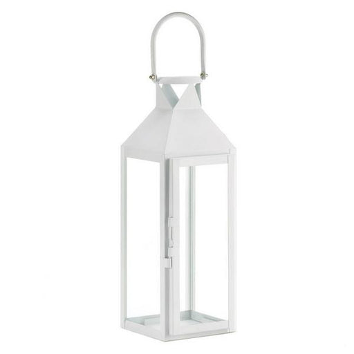 Square Clear Glass White Candle Lantern - 15 inches - Giftscircle