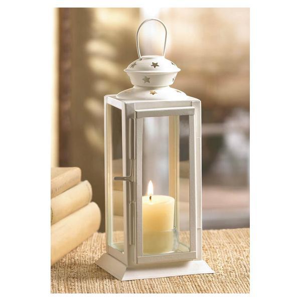 Square White Star Candle Lantern - 8 inches - Giftscircle