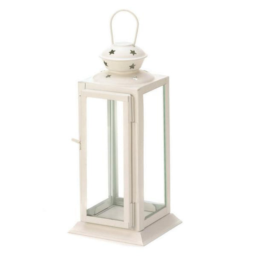 Square White Star Candle Lantern - 8 inches - Giftscircle