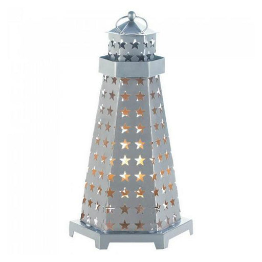 Star Cutouts Lighthouse Metal Candle Lantern - Giftscircle