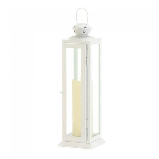 Star Cutouts White Square Candle Lantern - 12 inches - Giftscircle