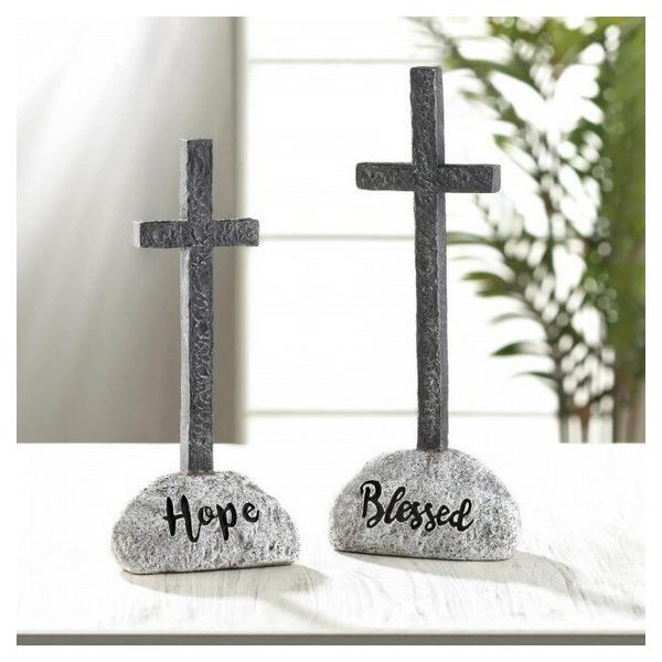 Stone and Cross Figurine - Blessed - Giftscircle