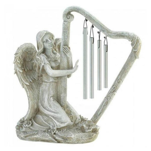 Stone-Look Angel Harp Standing Windchime - Giftscircle