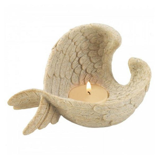 Stone-Look Angel Wings Tealight Candle Holder - Giftscircle