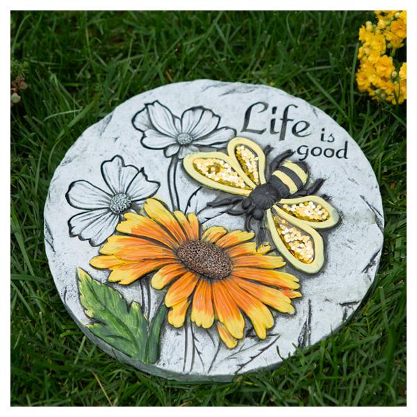 Sunflower and Bumblebee Life is Good Cement Garden Stepping Stone - Giftscircle