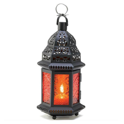 Sunset Orange Moroccan Candle Lantern - 10 inches - Giftscircle