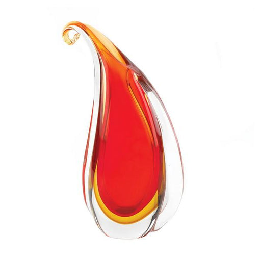 Teardrop Art Glass Vase with Curl - Red - Giftscircle