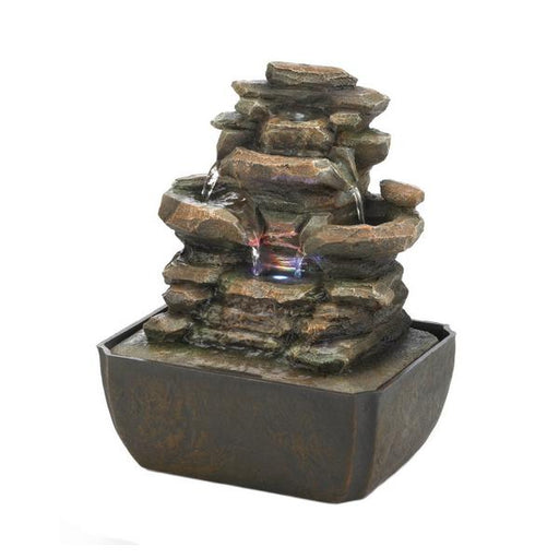 Tiered Rock Formation Lighted Tabletop Water Fountain - Giftscircle