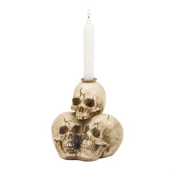 Triple Skulls Taper Candle Holder - Giftscircle