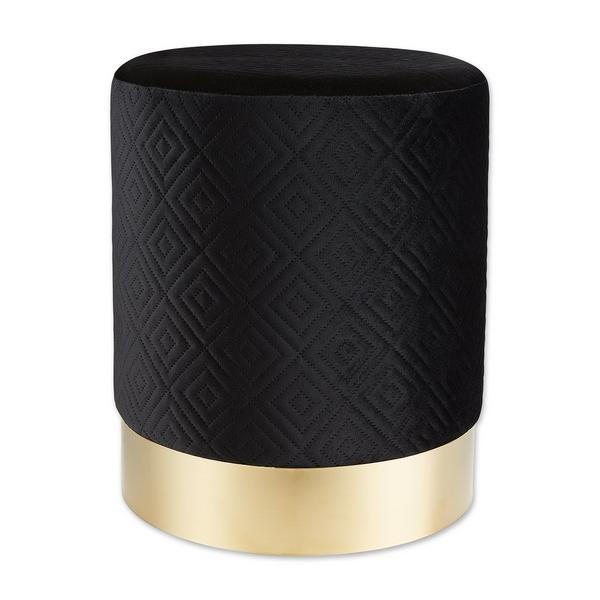 Vanity Stool with Gold Base - Black - Giftscircle