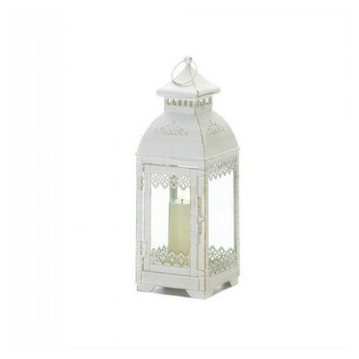 Victorian Style Square White Candle Lantern - 13 inches - Giftscircle