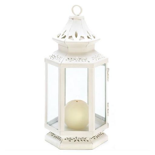 Victorian Style White Candle Lantern - 10.5 inches - Giftscircle