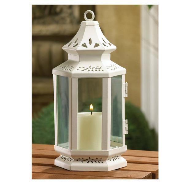 Victorian Style White Candle Lantern - 8 inches - Giftscircle