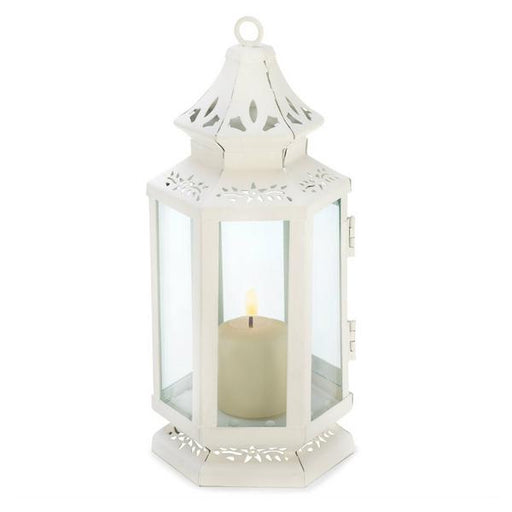 Victorian Style White Candle Lantern - 8 inches - Giftscircle