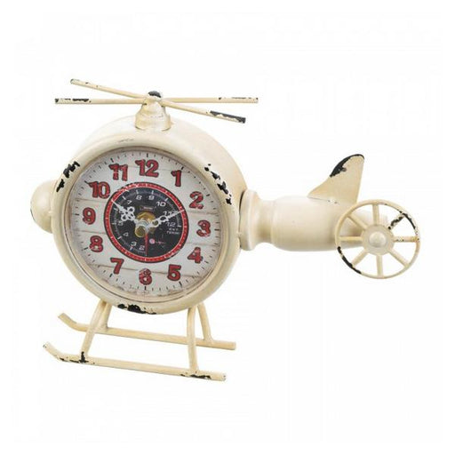 Vintage-Look Desk Clock - White Helicopter - Giftscircle
