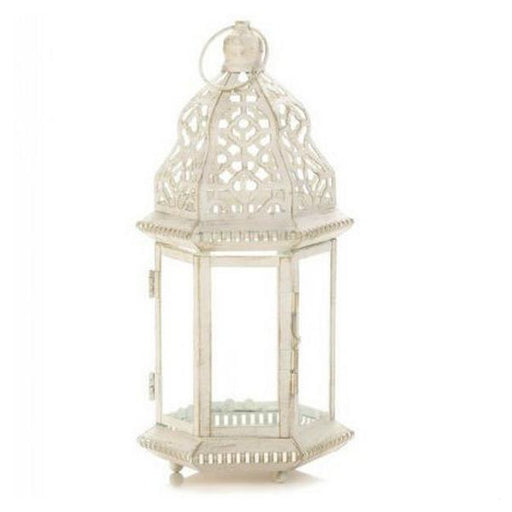 Vintage-Look White Candle Lantern - 12 inches - Giftscircle