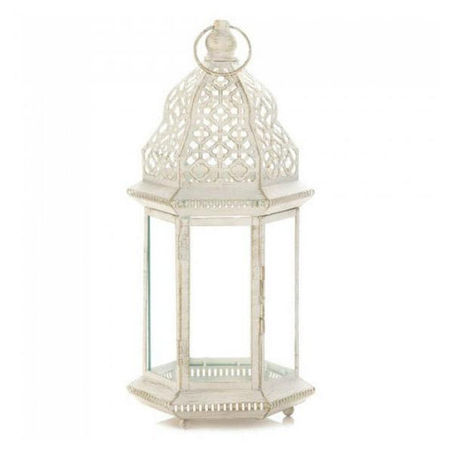 Vintage-Look White Candle Lantern - 16 inches - Giftscircle